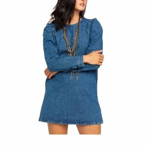 Free people Long sleeve denim mini dress NWOT